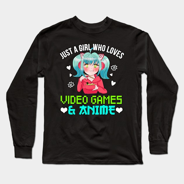 Just A Girl Who Loves Video Games and Anime Gift Long Sleeve T-Shirt by Alex21